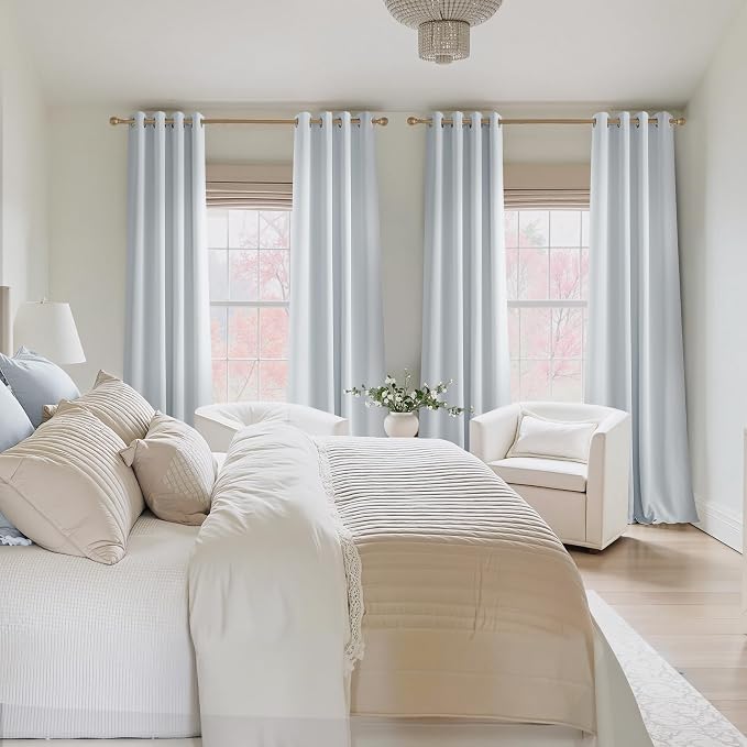 NICETOWN Room Darkening Draperies Curtains Panels, 2 Panels Greyish White W52 x - Image 2