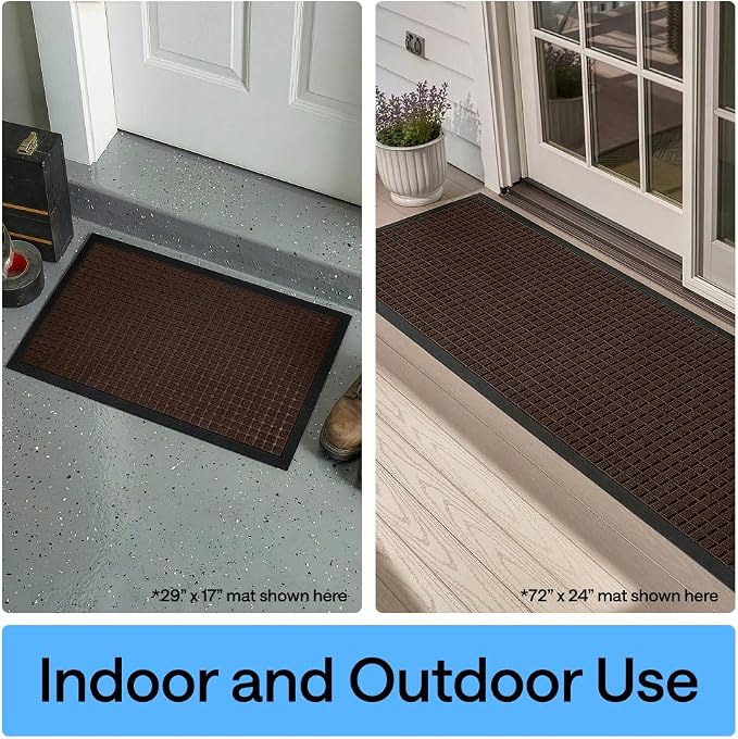 GORILLA GRIP 100% Waterproof All-Season WeatherMAX Doormat, US Designed Natural - Image 9