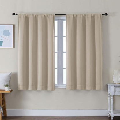 Simplebrand Ava Biscotti Beige Short Blackout Curtains by Simplebrand