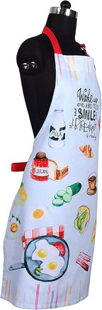 AMOUR INFINI Aprons for Women Cotton Washable Breakfast Apron 27.5 x 33 Inches Adjustable Strap & Waist Ties for Baking Cooking Gardening Spring Apron