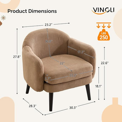 VINGLI 30.3" Wide Modern Barrel Accent Armchairs Set of 2 - Image 2
