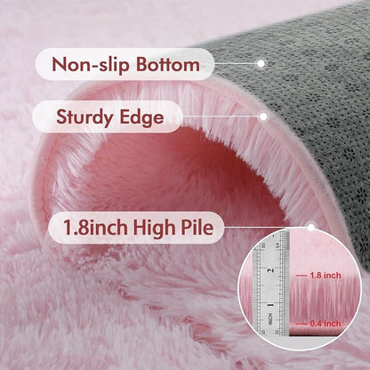6x9 Ft Large Pink Rugs for Living Room Girls, Shag Fluffy Area Rug for Bedroom - Image 5