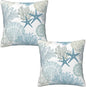 Nautical Coastal Throw Pillow Covers 20x20 Set of 2, Beach Themed Ocean by Tebjh