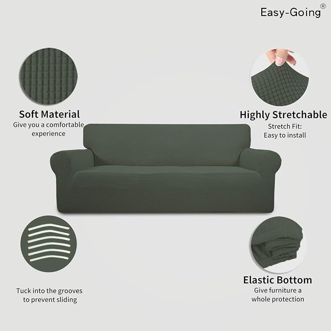 Easy-Going Stretch Oversized Sofa Couch Slipcover Washable Olive Green | - Image 3