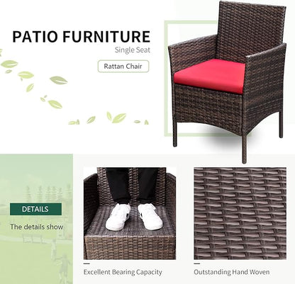 Greesum 3 Pieces Patio Furniture Sets Outdoor PE Rattan Wicker Chairs - Image 4
