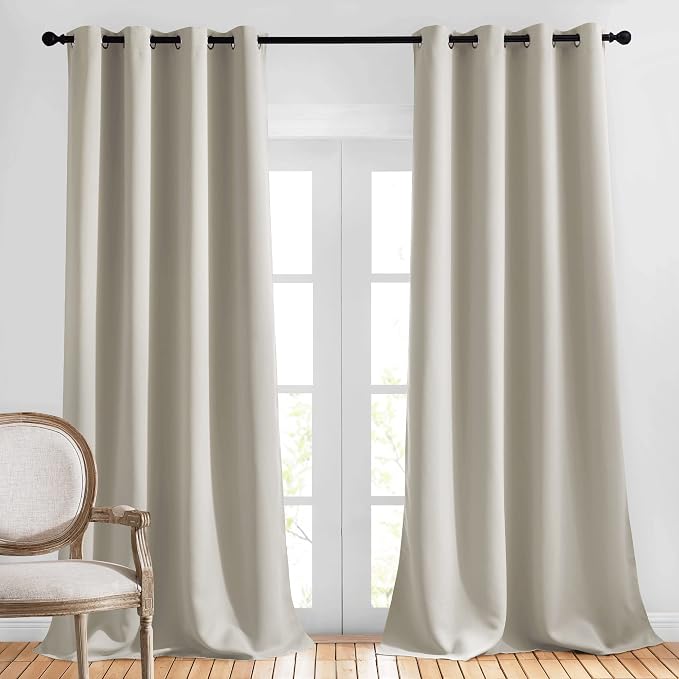 NICETOWN Bedroom Blackout Long Natural Curtains 120 Length by NICETOWN