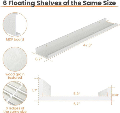 upsimples Floating Shelves for Wall, 47.3 Inch Shelves for Decor Storage Set of - Image 2