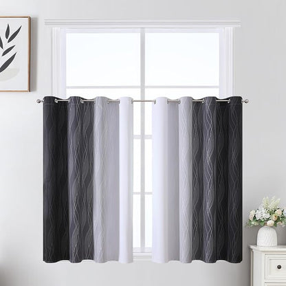 Black and Greyish White Ombre Blackout Curtains by ESTELARTEXTILER