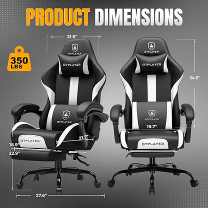 GTPLAYER Gaming Chair with Pocket Spring Cushion, Leather Office Chair with - Image 3