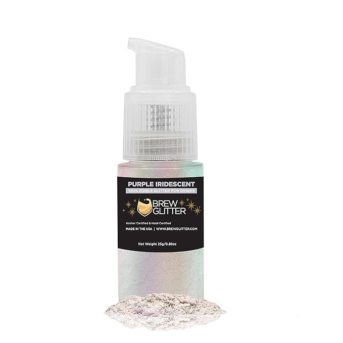 Purple Iridescent BREW GLITTER Edible Glitter For Drinks, Cocktails, Beer, Garnish Glitter & Beverages | 100% Edible & Food Grade | Vegan, Gluten, Nut Free (25g Spray Pump, Purple Iridescent)