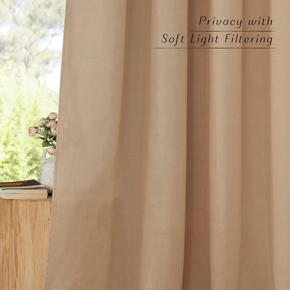 NICETOWN Living Room Linen Curtains Thick Flax Texture 96 inch Long, Grommet - Image 5