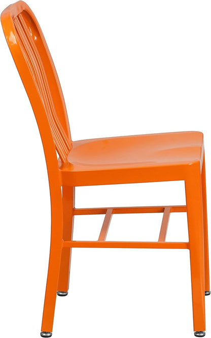 Flash Furniture Gael Commercial Grade 2 Pack Orange Metal Indoor-Outdoor Chair - Image 9