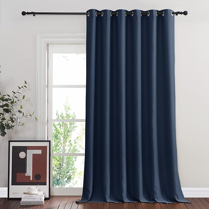 NICETOWN Navy Blue Blackout Room Divider Curtains 90 inch Length, Grommet by NICETOWN