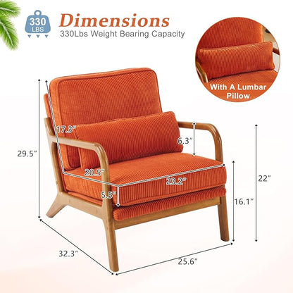 VINGLI Upgraded Premium Corduroy Accent Chair, Upholstered Arm Chair, Solid - Image 2