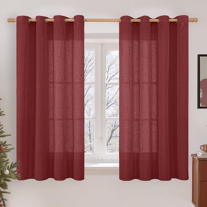 Semi Sheer Linen Curtains 54 Inches Long by LAMIT