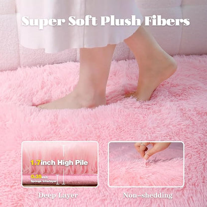 2x6 Runner Rug for Bedroom: Fluffy Shag Soft Washable Rugs Small Fuzzy Plush - Image 3