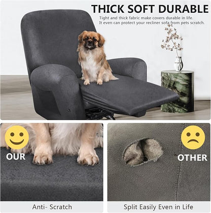 ANARACHON Leather Look Recliner Chair Covers Stay in Place 4-Piece Recliner - Image 7