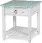 Sea Winds Trading Picket Fence End Table Distressed Bleu White Finish by LineageCollections