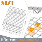 Small Baking Cooling Rack Set of 2, E-far Stainless Steel Toaster Oven Rack for Cooking Roasting Grilling Meat, 8.6” x 6.2” Metal Bakeable Wire Racks for Cookie Cake Bacon - Dishwasher Safe