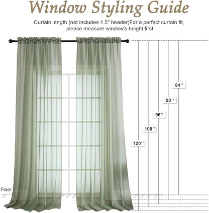 Sage Green Bedroom Curtains 2 Panel Sets 90 Inch Length, 59 Inch Extra Wide - Image 2