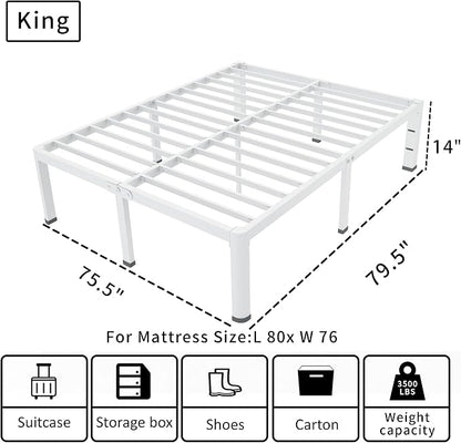 ROIL 14 Inch White King Bed Frame - Image 2