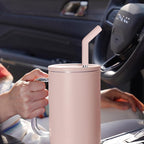 Tomorotec 6-Pack Stainless Steel Reusable Straw with Silicone Tip 3 Sizes, Metal Drinking Straws Fit for Stanley Quencher Tumblers 40oz, 30oz, 20oz, 14oz, Cleaning Brushes Included (Morandi)