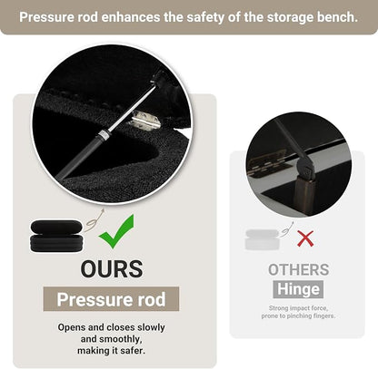 Busaurus Storage Ottoman Bench 49.2 Inch Upholstered Fabric Storage Bench - Image 5