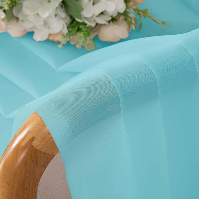 Aqua Sheer Curtains for Bedroom Living Room 90 Inches Long, Elegant Solid Light - Image 6