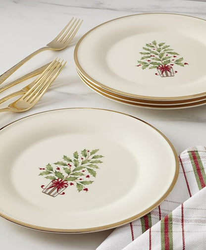 Lenox 897744 Holiday Tree Accent Plates, Service For 4, Christmas Dishes, Dinnerware Set,