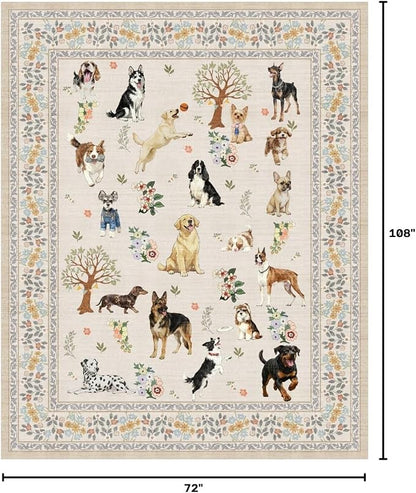 Beige Dog Area Rug 6x9 for Living Room Bedroom | Ultra-Thin; Easy Clean; Non - Image 2