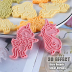 8 Pcs Unicorn Cookie Cutters Set Baking Molds 3D Unicorn Press type Cookie Cutter for Baking, Fondant, Cheese, and Pastries