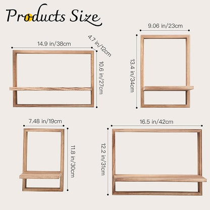 PHOENANCEE Square Floating Shelves, Framed Wall Shelf Decorative Set of 4 - Image 3
