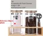 KKC Glass Coffee and Sugar Containers with Airtight Hinged Lids,Sealed Glass Jar Canisters with Scoops for Ground Coffee,Beans,Loose Leaf Tea,Nuts,Matcha,40 Fl oz