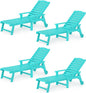 LUE BONA Lounge Chair Outdoor Set of 4, HDPS Chaise Lounge Outdoor by LUEBONA