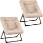 Comfy Saucer Chair for Adults, Soft Faux Fur Bedroom Chair, Accent Dorm Chairs by MordchilHF