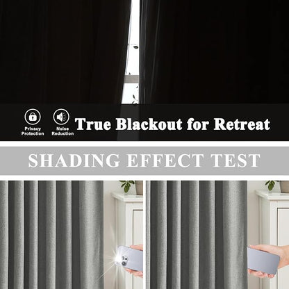Vision Home Pinch Pleated Dark Grey Blackout Curtains 95 inch Linen Blended - Image 4