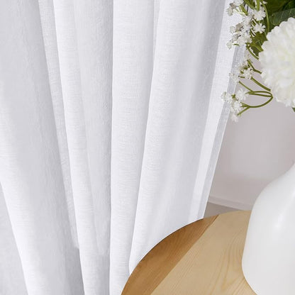Tollpiz Sheer Curtains Bedroom Linen Textured Curtain Sheers Light Filtering - Image 3