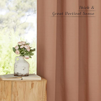 NICETOWN Terracotta Linen Kitchen Curtains 36 inch Length, Decorative Thick - Image 6