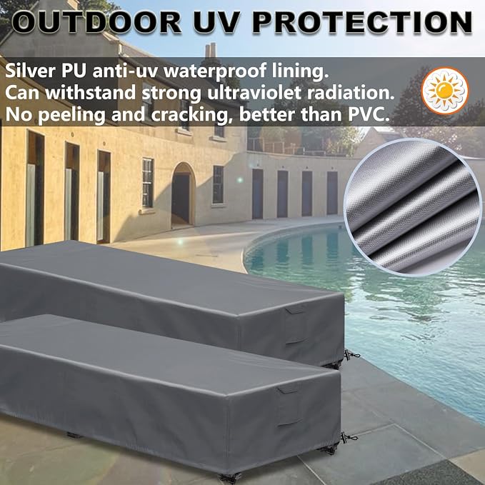 Waterproof Patio Lounge Chair Cover 1 Pack Outdoor Chaise Lounge Covers 600D - Image 4