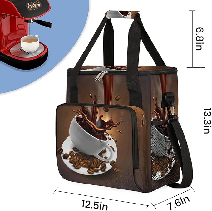 Coffee Beans Cup Coffee Maker Carring Bag Travel Carrying Storage Tote Bag Compatible with Keurig K-Mini or K-Mini Plus Portable Single Serve Coffee Brewer Case with Pockets for K-cup Pods