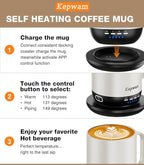 Heated Coffee Mug T1-14oz Fast Heating & Longer Battery Life Self Heating Coffee Mug Hot to 149℉ - Touch & App Controlled Mug Coffee and Hot Beverage Warmer, Gifts for Women and Men