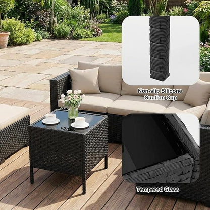 3PCS Outdoor Patio Bistro Set, PE Rattan Wicker Armchairs - Image 2