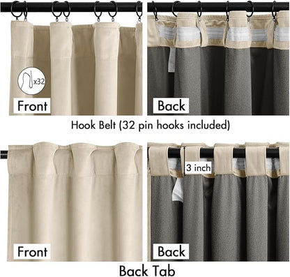 MIULEE Velvet Curtains 50W x 90L 2 Panels Beige Blackout Curtains | Luxury - Image 3