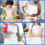 4 Pack Chef Apron, Adjustable Apron with 2 Pockets, Unisex Personalised Apron for Cooking, Kitchen, Restaurant