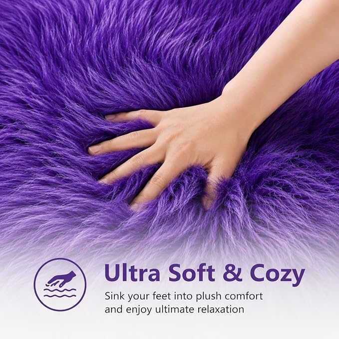 EasyJoy Faux Sheepskin Rug, Fluffy Faux Fur Rug, Ultra Soft Shag Area Rug - Image 5
