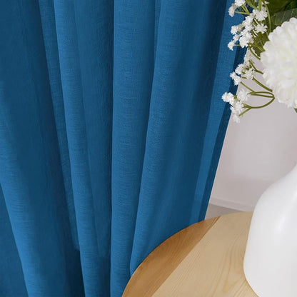 Tollpiz Sheer Curtains Linen Textured Bedroom Curtain Sheers Light Filtering - Image 3