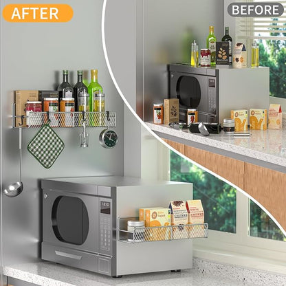 Magnetic Spice Rack for Refrigerator, 2 Pack Metal Magnetic Shelf Grey - Image 5