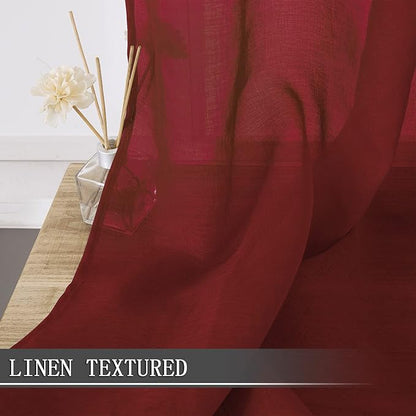 Tollpiz Short Sheer Tier Curtains Linen Textured Half Kitchen Curtain Sheers - Image 2