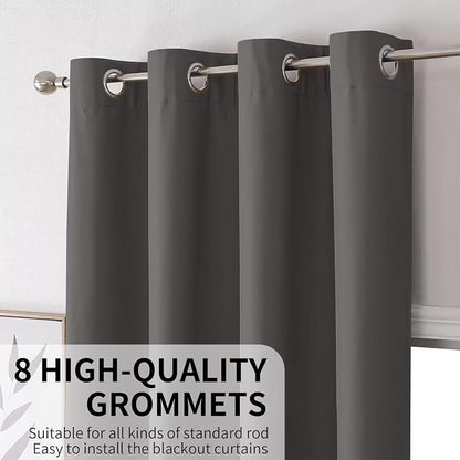 Joydeco Dark Grey Blackout Curtains 120 Inches Long, Extra Long Grey Curtains - Image 4