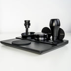 Normcore Tamping Station - Black Oak Wood Espresso Tamping Mat - Wooden Tamping Mat for 51/54/58mm Portafilter, Tamper, Distributor, Puck Screen and Portafilter - Natural Black Stained Oak Wood